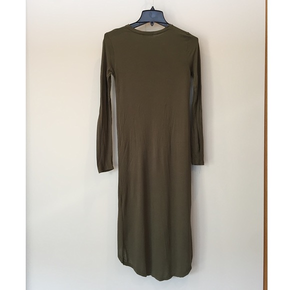 Zara High-Low Long-Sleeve Olive Shirt with Knot - Picture 4 of 11